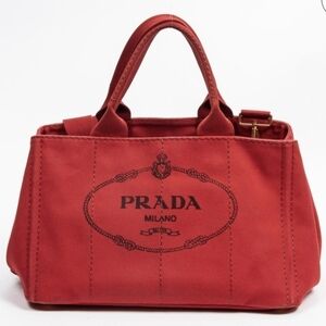 Authentic Prada Canapa Canvas Tote Bag Rosso